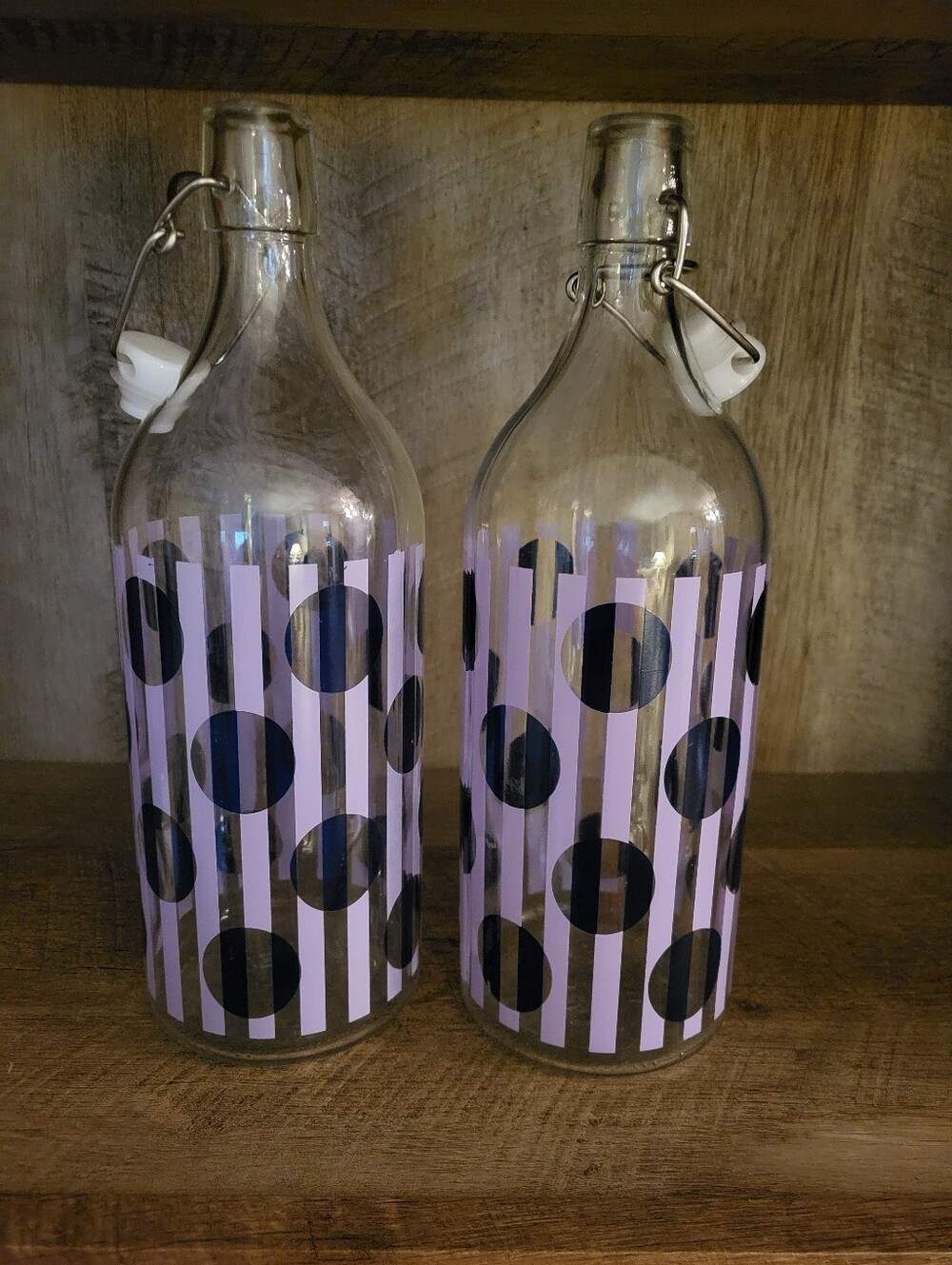 2 IKEA Korken Limited Edit Glass Bottle Stopper Navy Lilac Purple 34oz